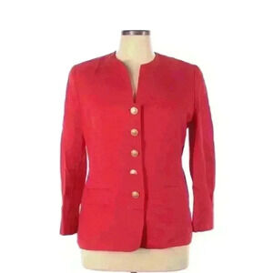 Louis Fe'raud Solid Red Blazer